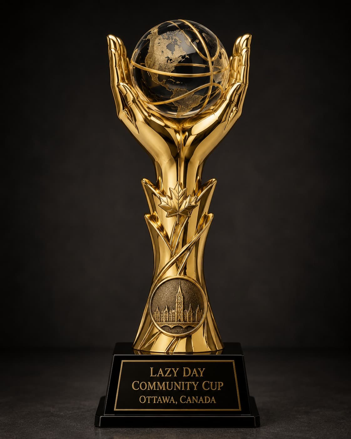 The Lazy Day Community Cup trophy