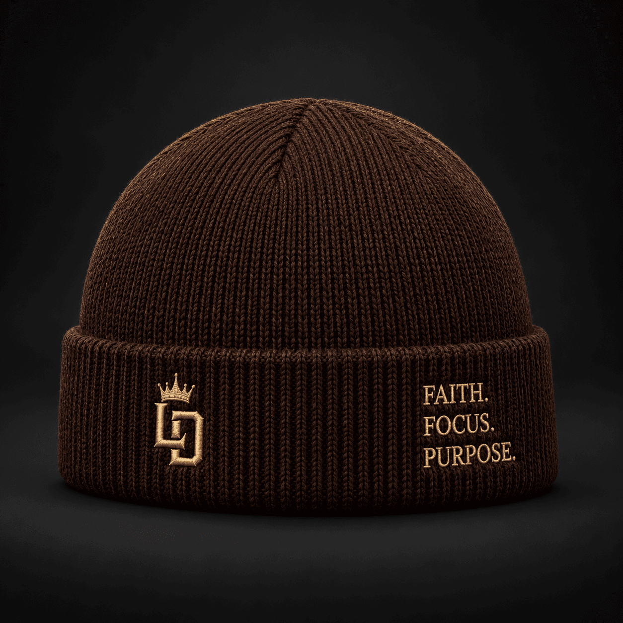LD Beanie — Brown / Gold