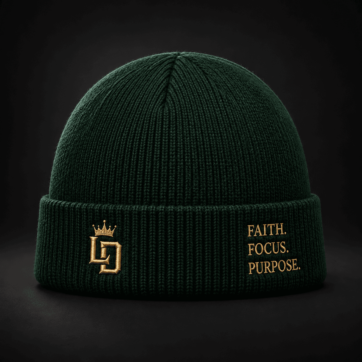 LD Beanie — Forest Green / Gold