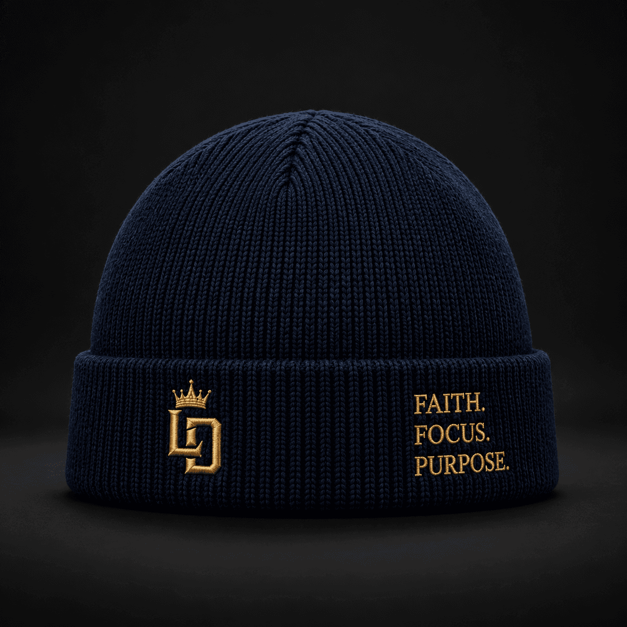 LD Beanie — Navy / Gold