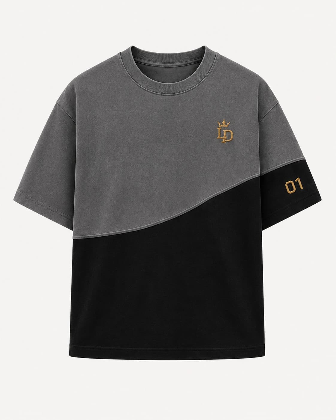 Court 01 Tee — Charcoal / Black