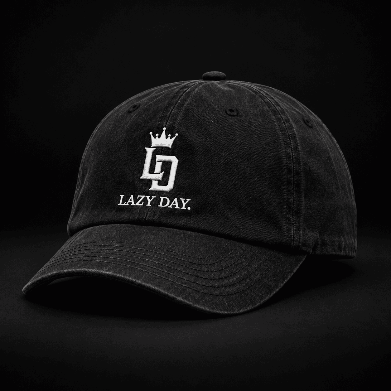 LD Dad Cap — Washed Black / White